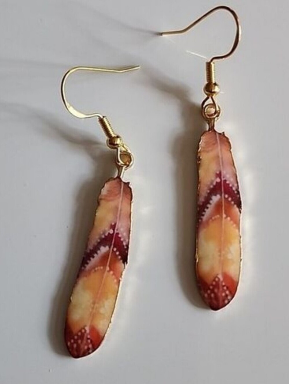 MULTICOLOR Fade Southwestern Boho Feather 925S HOOK Earrings